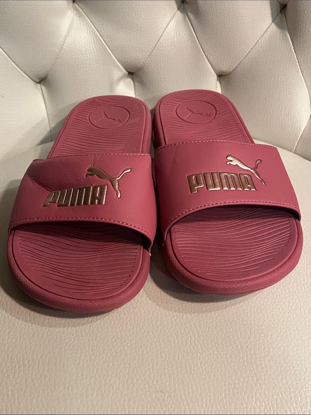 Puma Women's Rose Gold Logo Slide Sandals - Picture 4 of 10